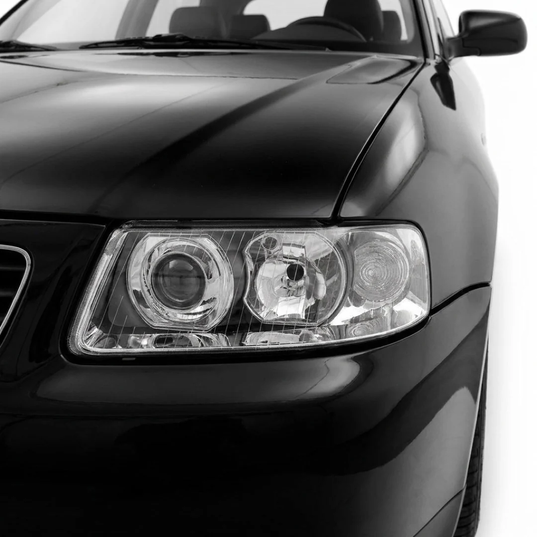 Audi A3 8L (2000 - 2003) Black / Chrome Non-Xenon OEM Style Headlights LH + RH - Image 2