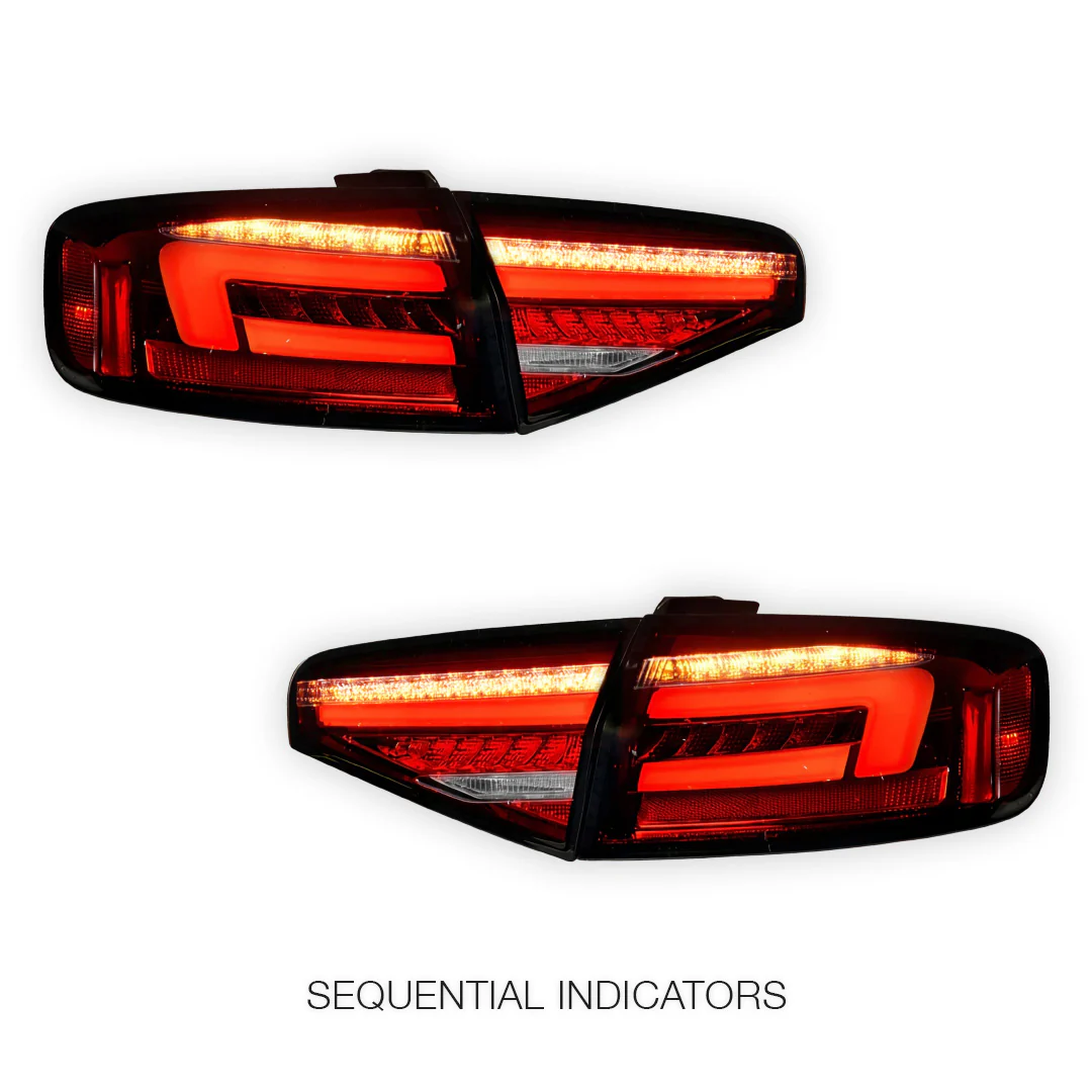 Audi S4 B8 (2012 - 2015) "Fits stock Halogen only" Clear Red Sequential 3D LED Stripe Tail Lights LH + RH - Image 4