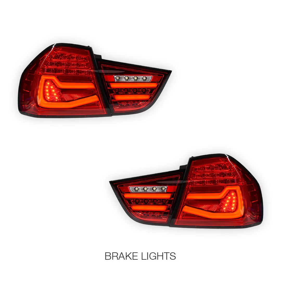 BMW 3 Series E90 Pre LCI (2009 - 2011) Clear Red Sequential Full LED Tail Lights LH + RH - Image 5