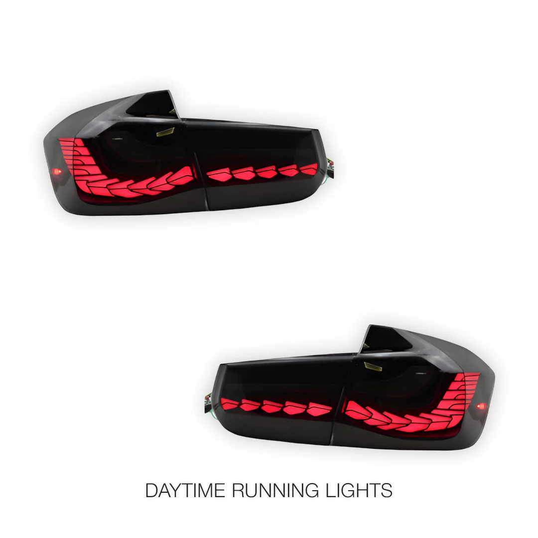 BMW 3-Series F30 / F80 / M3 (2012 - 2015) Dragon Scale Style Sequential Smoked LED Tail Lights LH + RH - Image 2