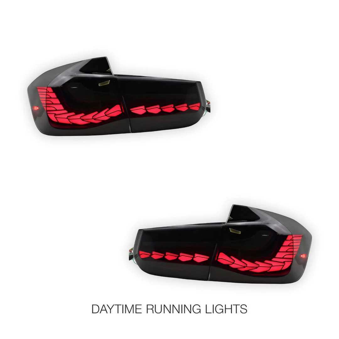 BMW 3-Series F30 / F80 / M3 (2012 - 2015) Dragon Scale Style Sequential Smoked LED Tail Lights LH + RH - Image 2