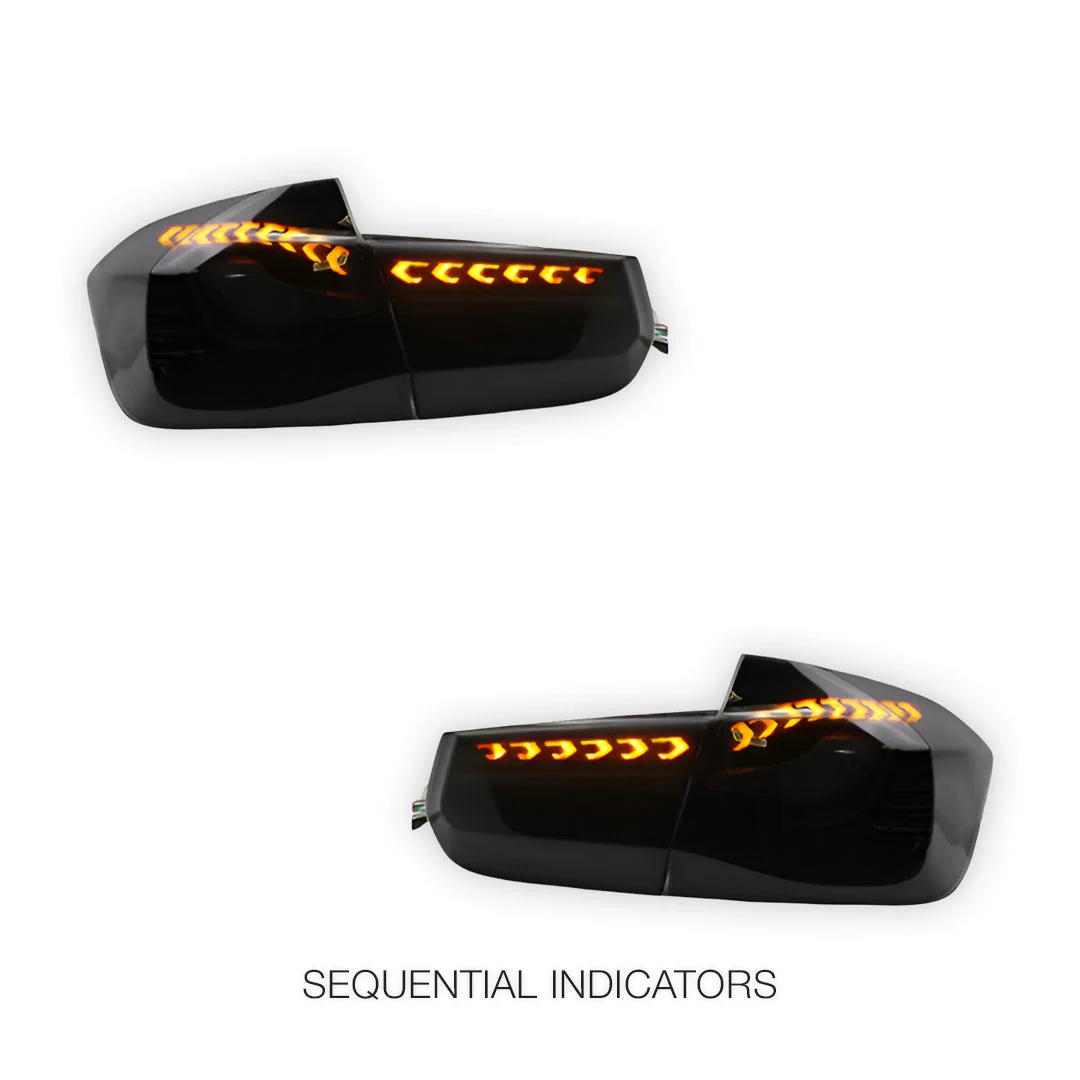 BMW 3-Series F30 / F80 / M3 (2012 - 2015) Dragon Scale Style Sequential Smoked LED Tail Lights LH + RH - Image 4