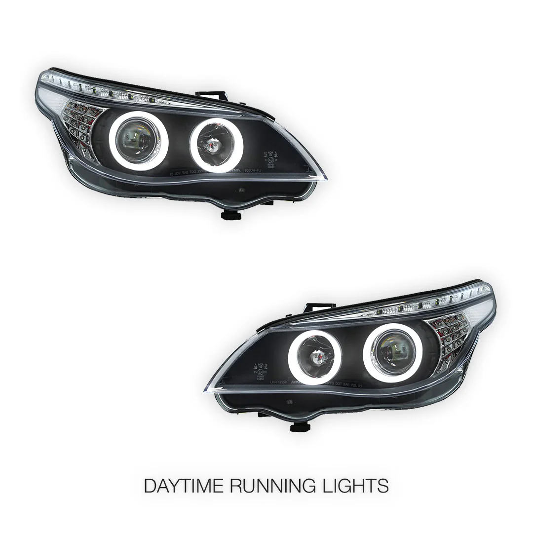 BMW X5 E53 Pre-LCI (2000 - 2003) Black CCFL Angel Eyes Projector Headlights LH + RH - Image 3