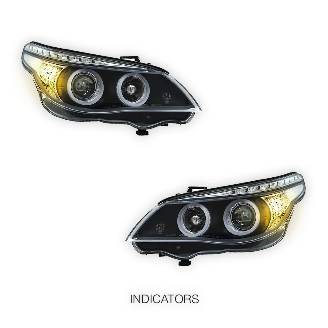 BMW X5 E53 Pre-LCI (2000 - 2003) Black CCFL Angel Eyes Projector Headlights LH + RH - Image 4