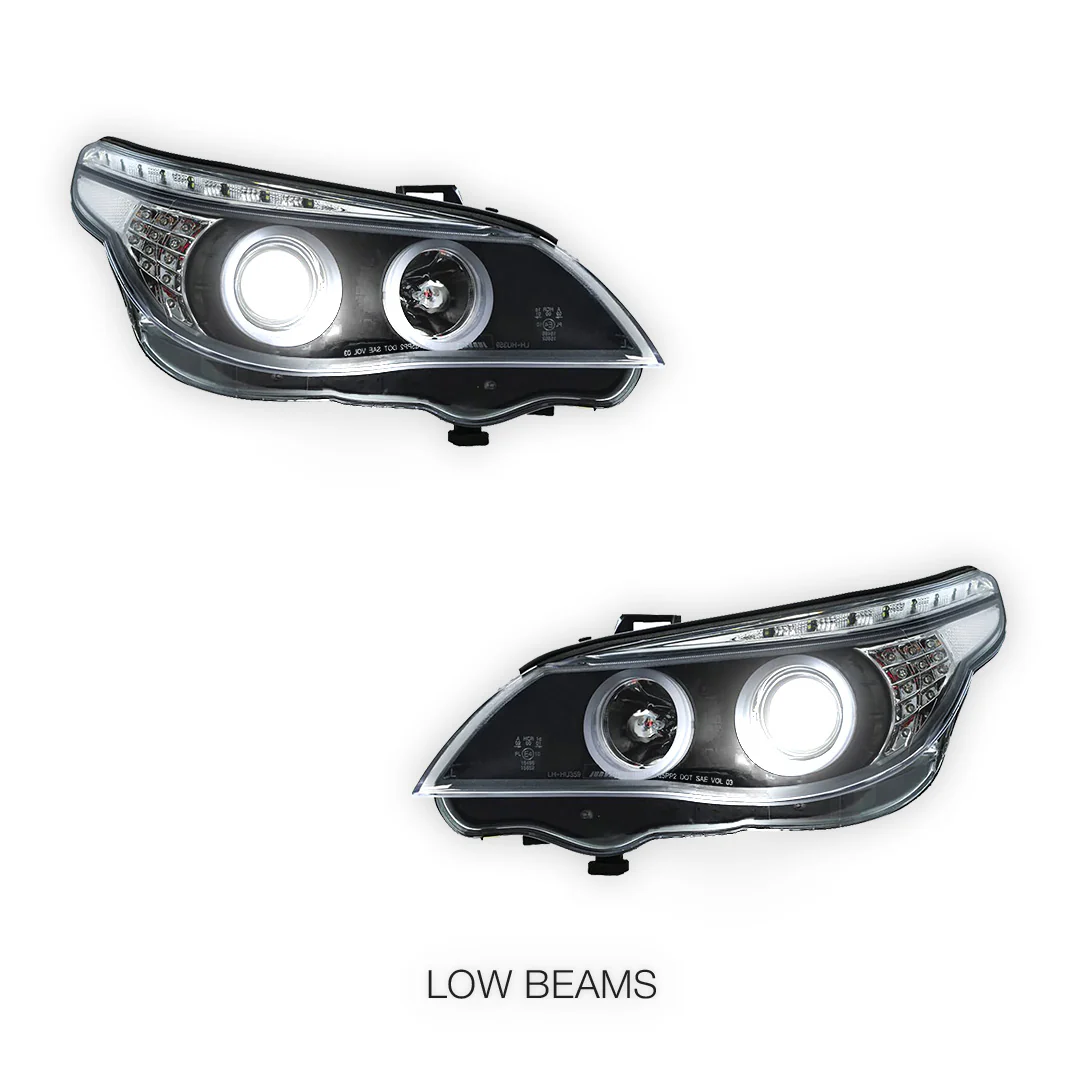 BMW X5 E53 Pre-LCI (2000 - 2003) Black CCFL Angel Eyes Projector Headlights LH + RH - Image 5