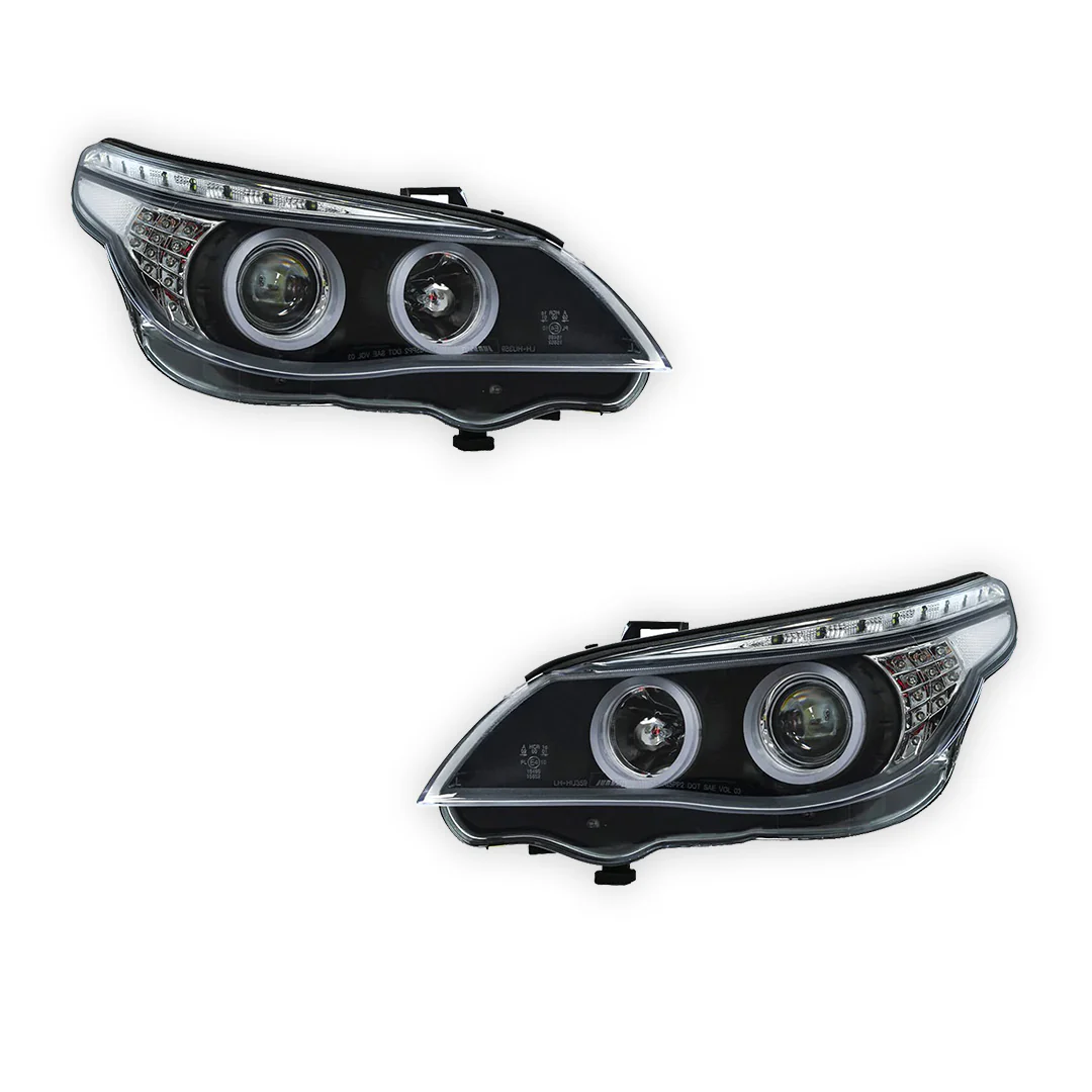 BMW X5 E53 Pre-LCI (2000 - 2003) Black CCFL Angel Eyes Projector Headlights LH + RH - Image 7