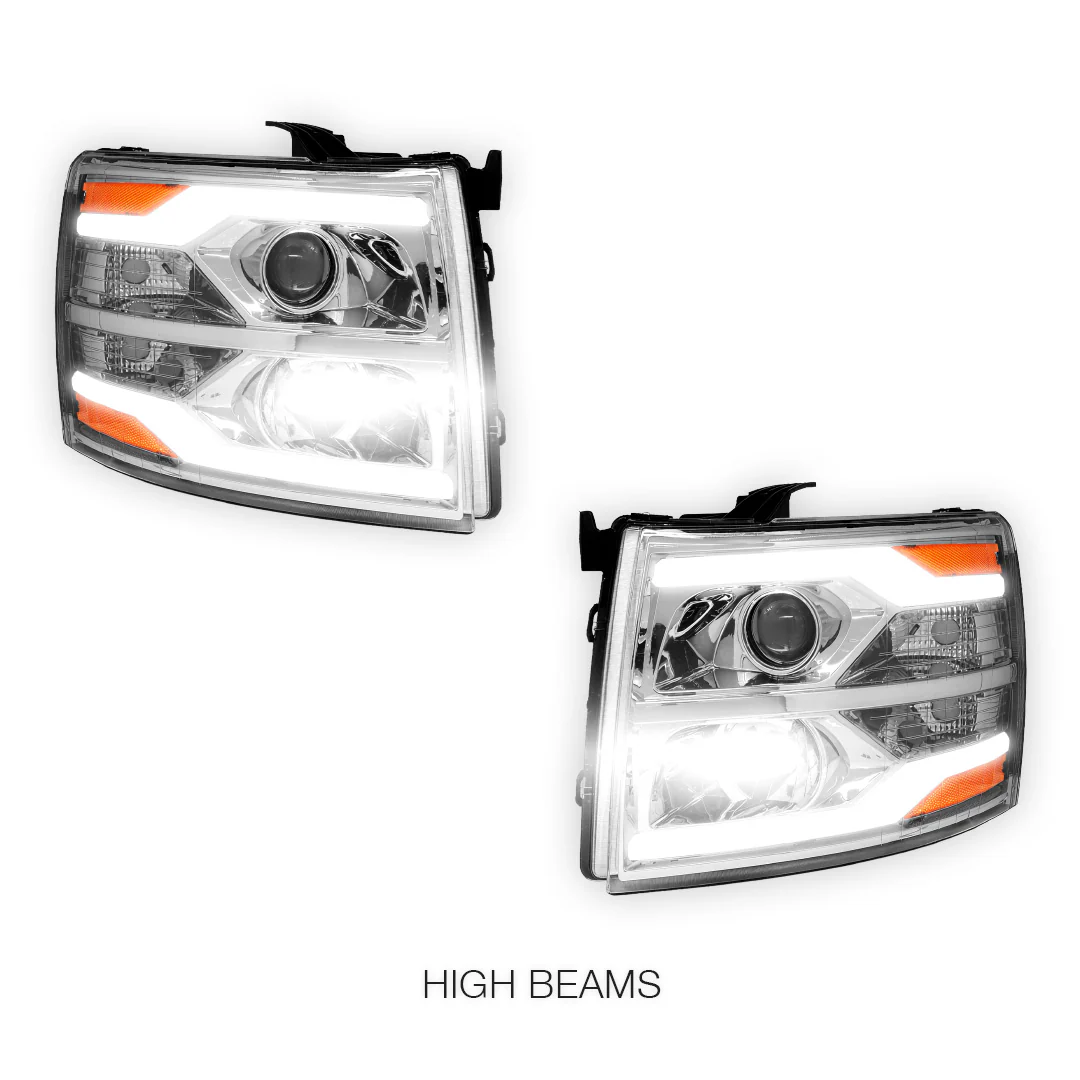 Chevrolet Silverado 2500 LS / LT / LTZ (2007 - 2014) Dual LED DRL Projector Headlights LH + RH - Image 5