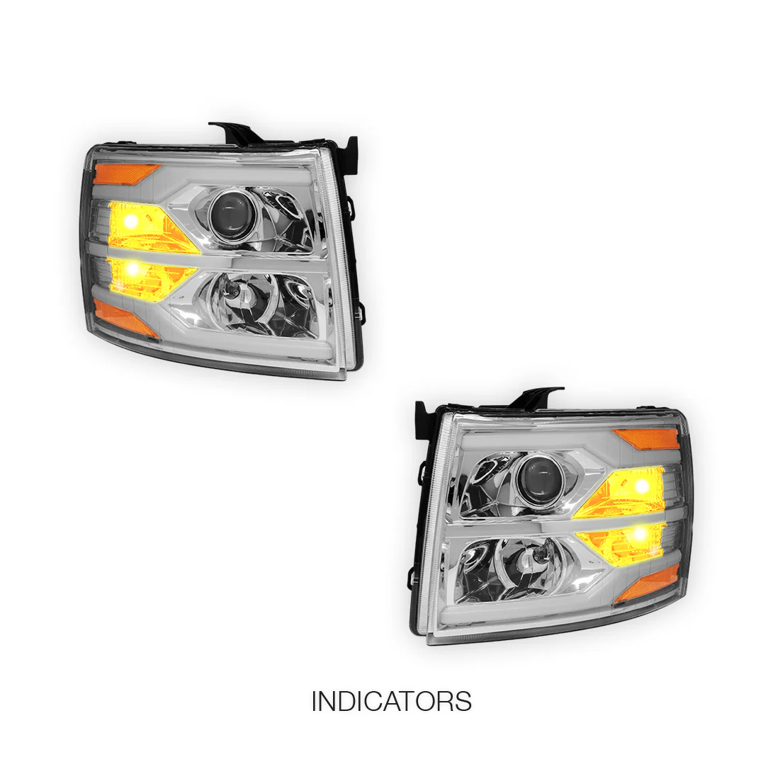 Chevrolet Silverado 3500 HD LS / LT / LTZ (2007 - 2014) Dual LED DRL Projector Headlights LH + RH - Image 3