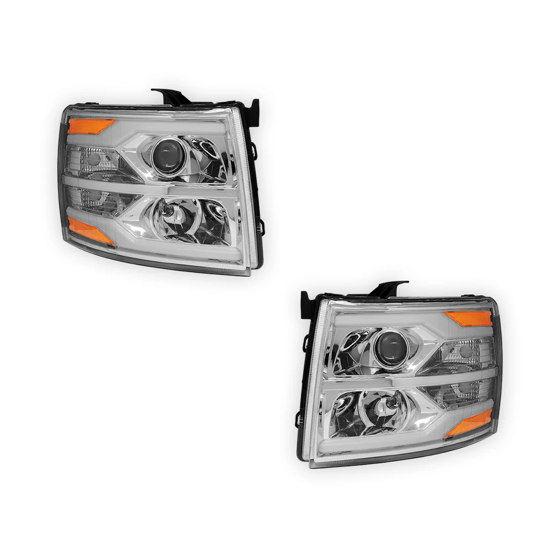 Chevrolet Silverado 3500 HD LS / LT / LTZ (2007 - 2014) Dual LED DRL Projector Headlights LH + RH - Image 6