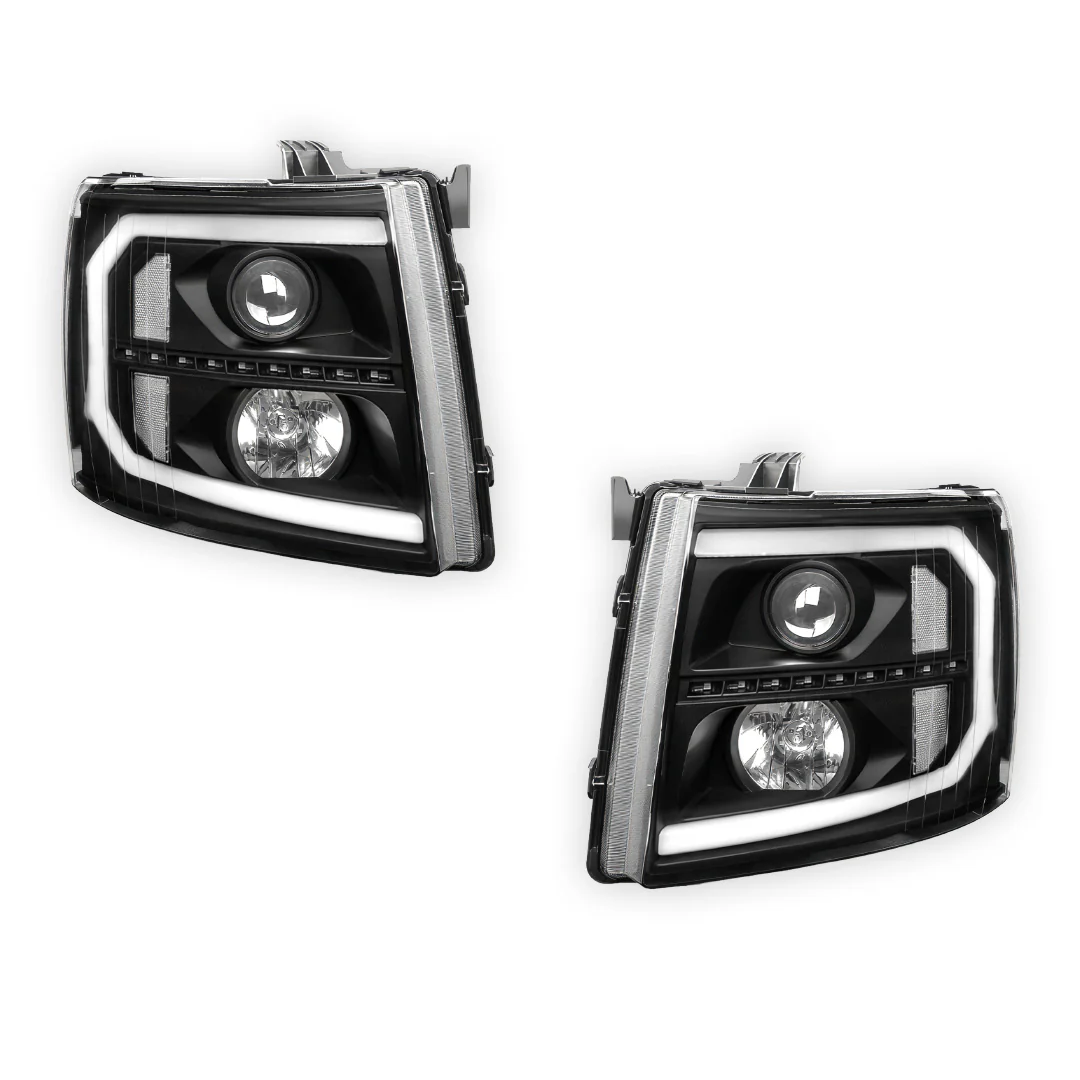 Chevrolet Silverado 3500 LS / LT / LTZ (2007 - 2014) LED DRL Bar + Sequential Signal Projector Headlights LH + RH - Image 12