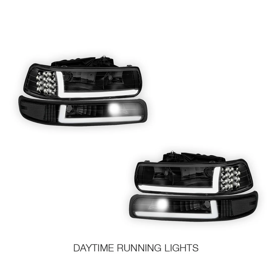Chevrolet Silverado 3500 LS / LT / WT (2001 - 2002) LED DRL Bar Headlights LH + RH - Image 14