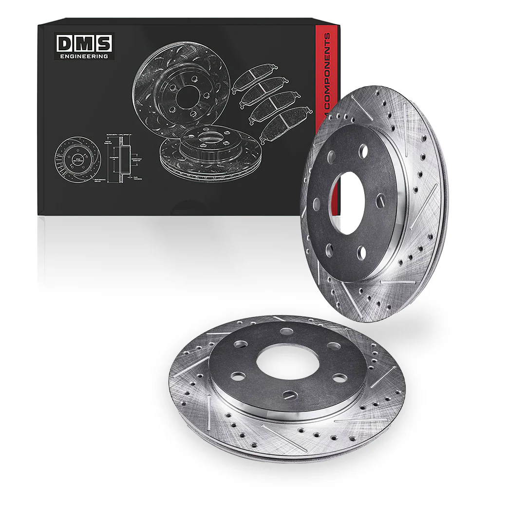 Chevrolet Suburban 1500 LT / SE / Z71 (2000 - 2006) Front and Rear Drilled & Slotted Brake Rotors and Brake Pads LH + RH - Image 2