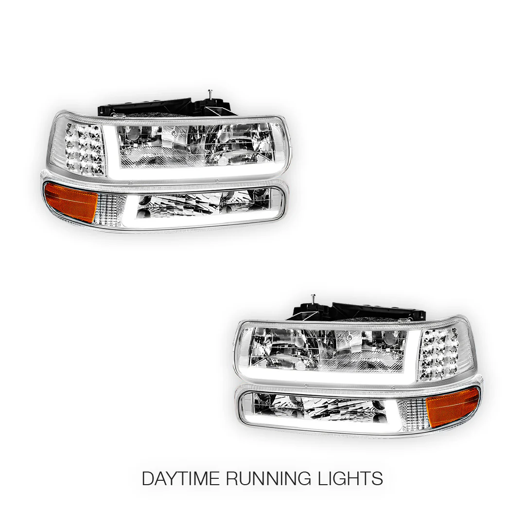 Chevrolet Suburban 2500 LS / LT (2000 - 2006) LED DRL Bar Headlights LH + RH - Image 14