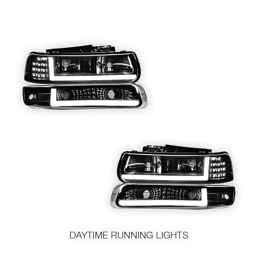 Chevrolet Suburban 2500 LS / LT (2000 - 2006) LED DRL Bar Headlights LH + RH - Image 2