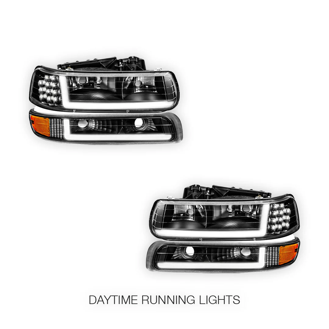 Chevrolet Suburban 2500 LS / LT (2000 - 2006) LED DRL Bar Headlights LH + RH - Image 8