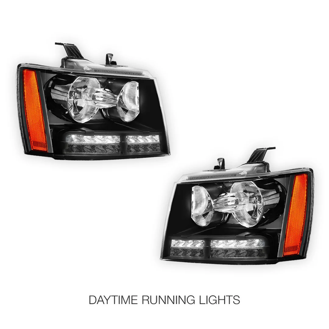 Chevrolet Suburban 2500 LS / LT (2007 - 2013) LED DRL Turn Signal Headlights LH + RH - Image 2