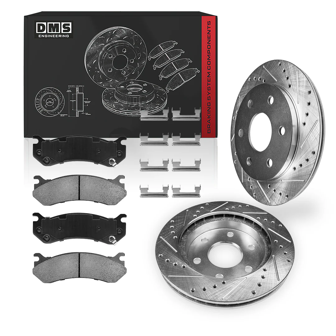 Chevrolet Tahoe LS / LT / Z71 (2000 - 2001) Front and Rear Drilled & Slotted Brake Rotors and Brake Pads LH + RH