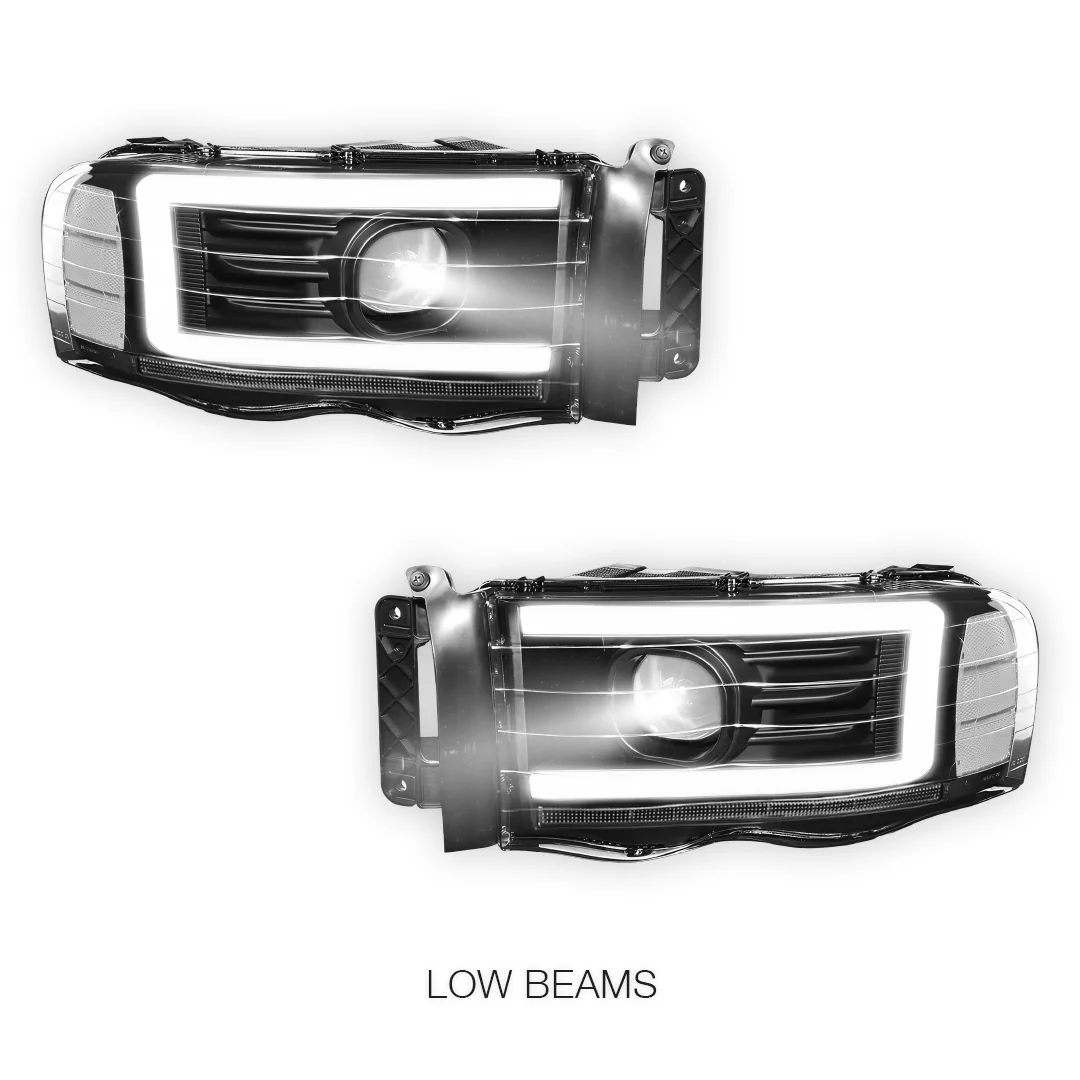 Dodge RAM 1500 (2002 - 2005) LED DRL Sequential Turn Signal Projector Headlights LH + RH - Image 10