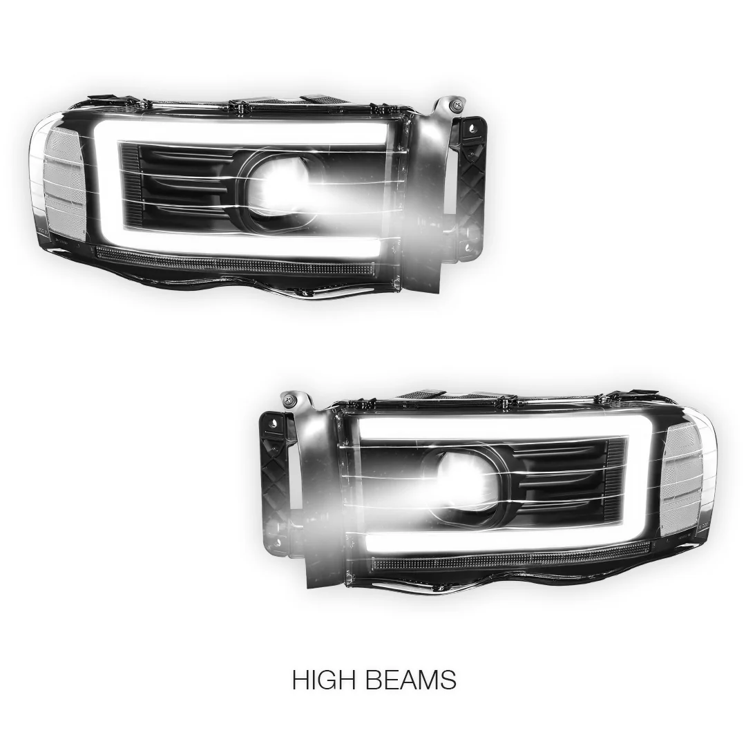 Dodge RAM 2500 (2002 - 2005) LED DRL Sequential Turn Signal Projector Headlights LH + RH - Image 11