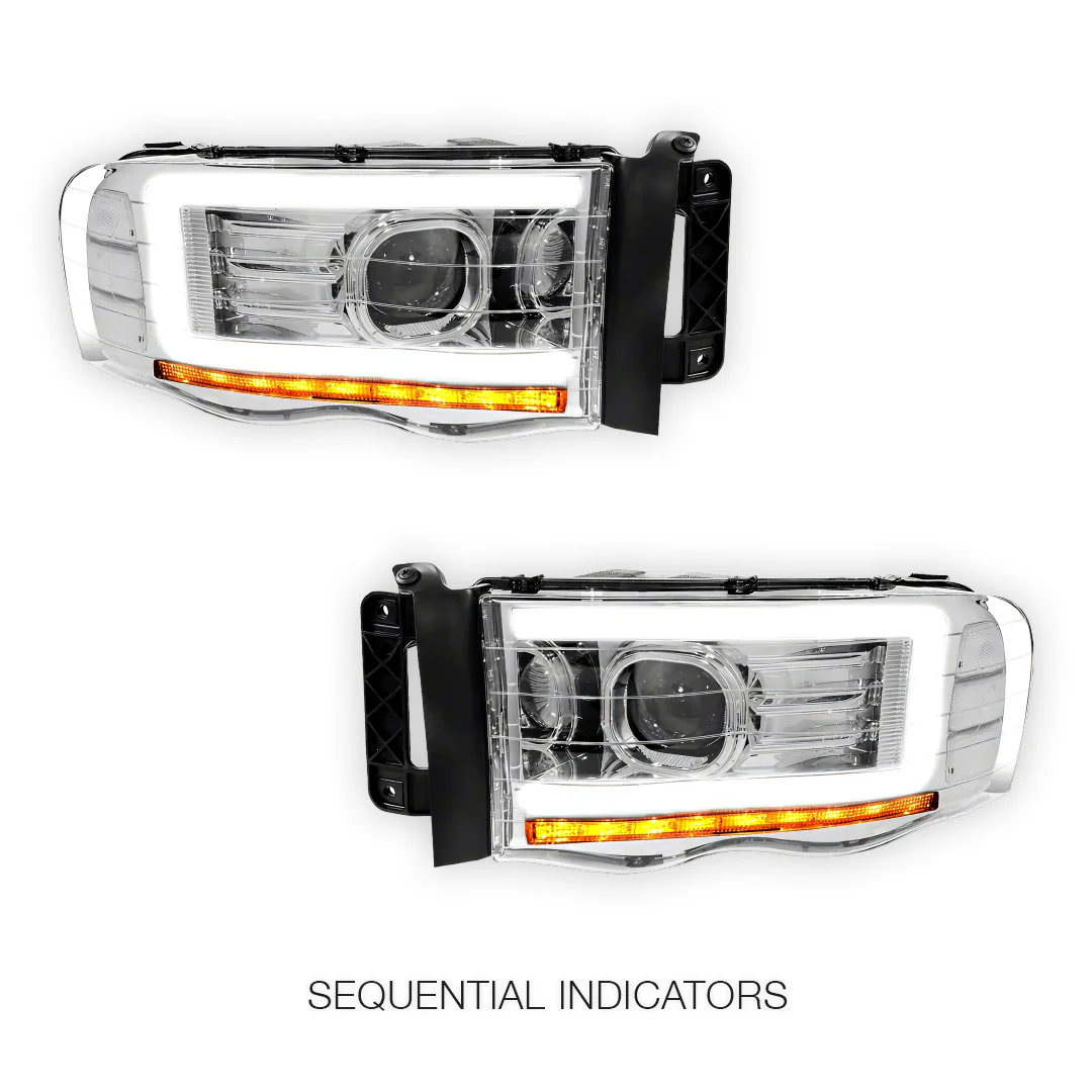 Dodge RAM 2500 (2002 - 2005) LED DRL Sequential Turn Signal Projector Headlights LH + RH - Image 15