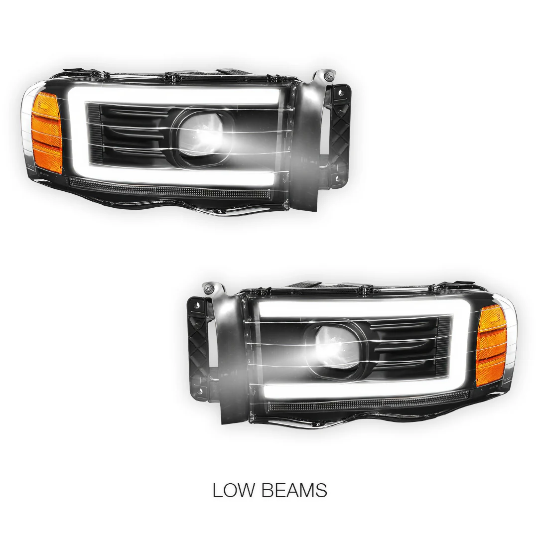 Dodge RAM 2500 (2002 - 2005) LED DRL Sequential Turn Signal Projector Headlights LH + RH - Image 4