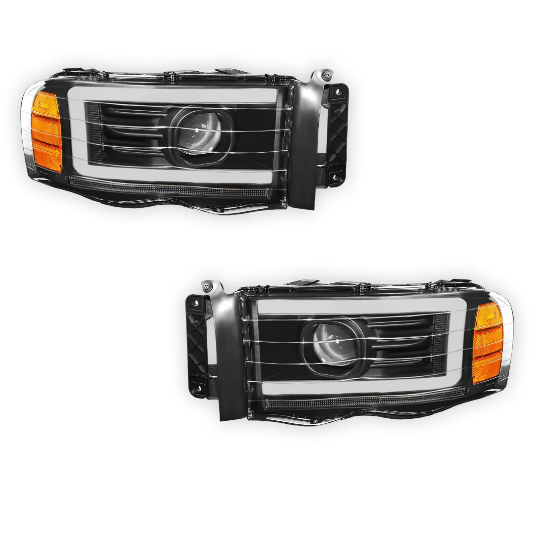 Dodge RAM 2500 (2002 - 2005) LED DRL Sequential Turn Signal Projector Headlights LH + RH - Image 6