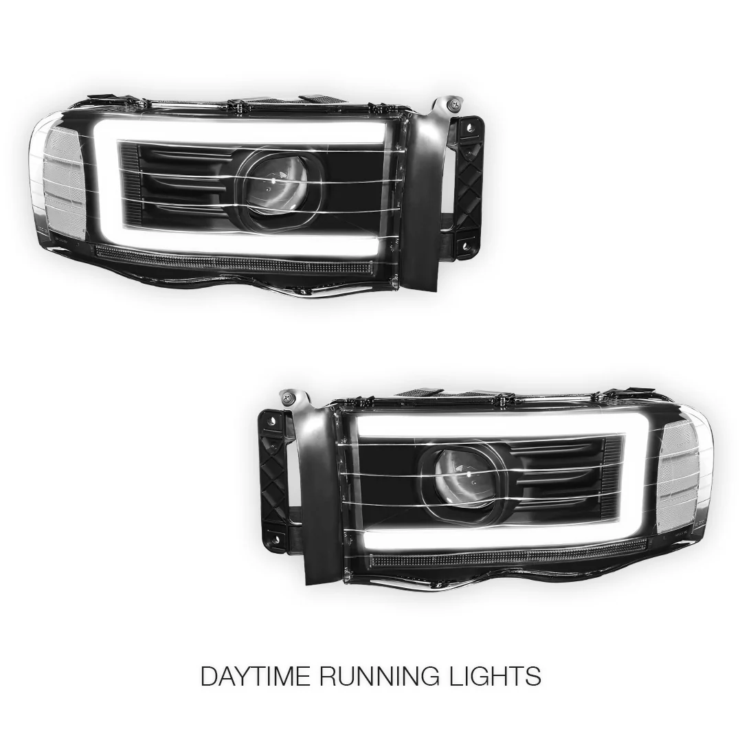 Dodge RAM 2500 (2002 - 2005) LED DRL Sequential Turn Signal Projector Headlights LH + RH - Image 8