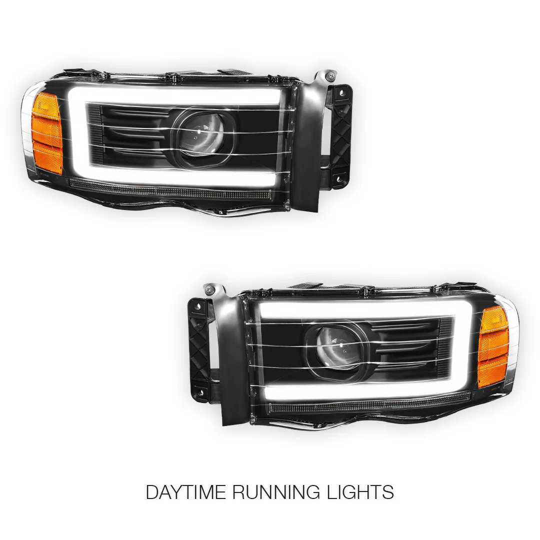 Dodge RAM 3500 (2002 - 2005) LED DRL Sequential Turn Signal Projector Headlights LH + RH - Image 2