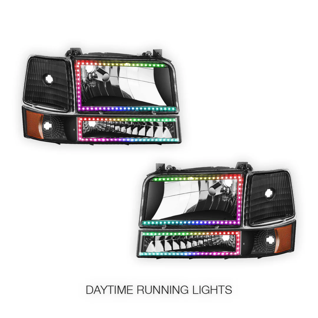 Ford F-350 (1992 - 1996) Sequential RGB LED DRL Headlights LH + RH - Image 2