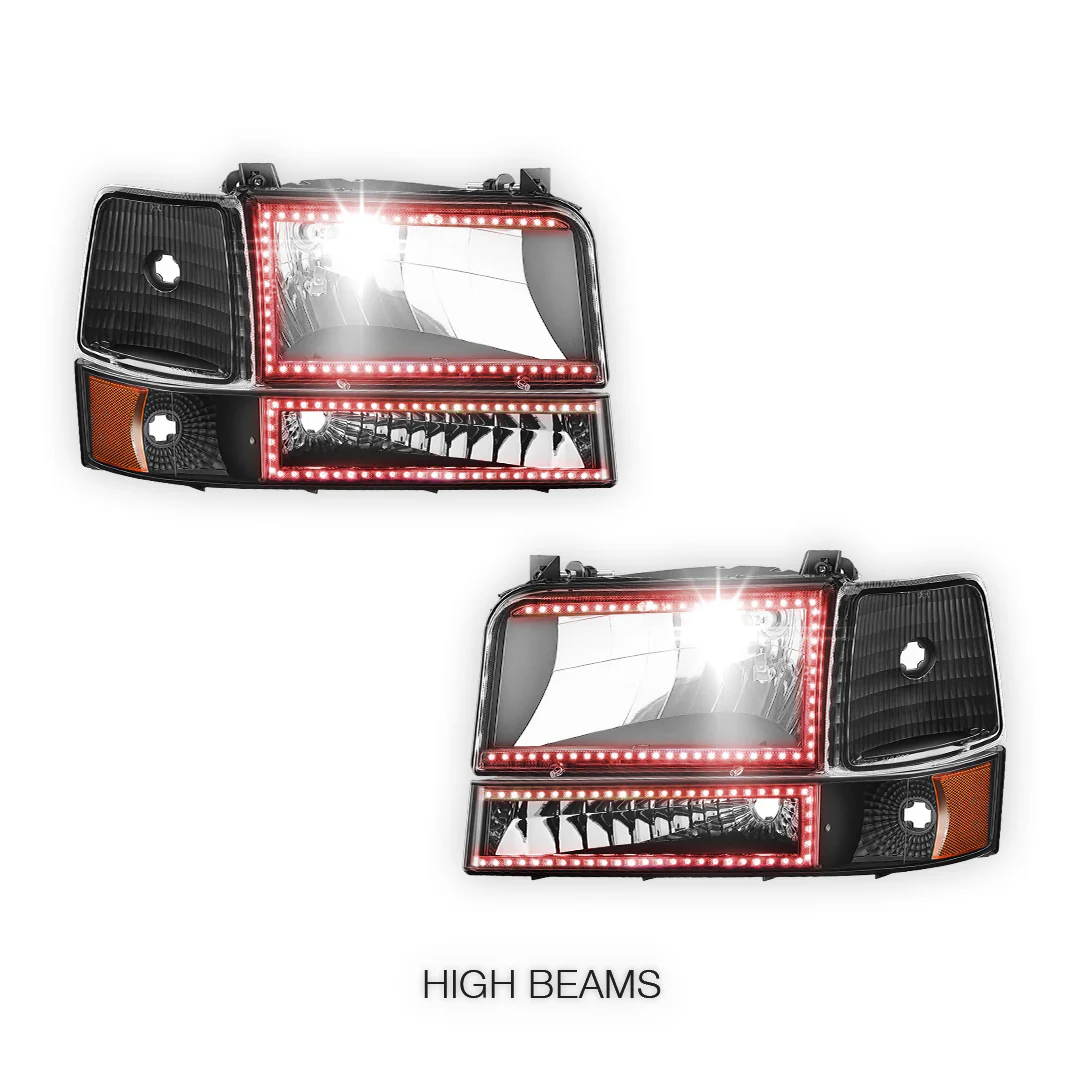 Ford F-350 (1992 - 1996) Sequential RGB LED DRL Headlights LH + RH - Image 5