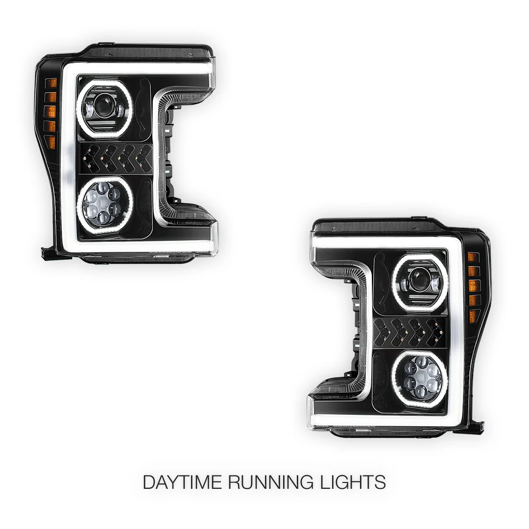 Ford F-450 Super Duty (2017 - 2019) Sequential Turn Signal LED DRL Projector Headlights LH + RH - Image 2