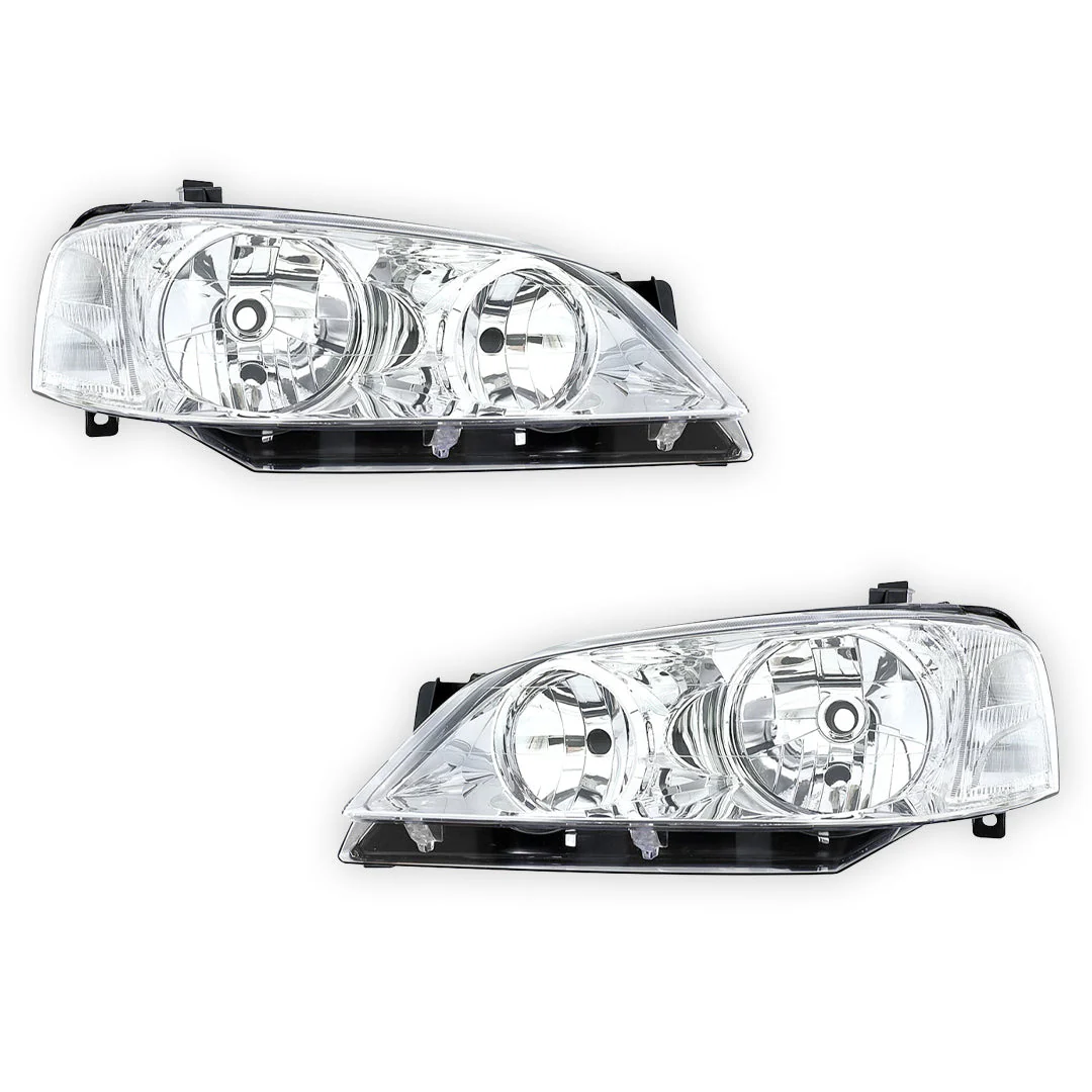 Ford Falcon BA (2002 - 2003) Chrome OEM Style Headlights LH + RH - Image 2