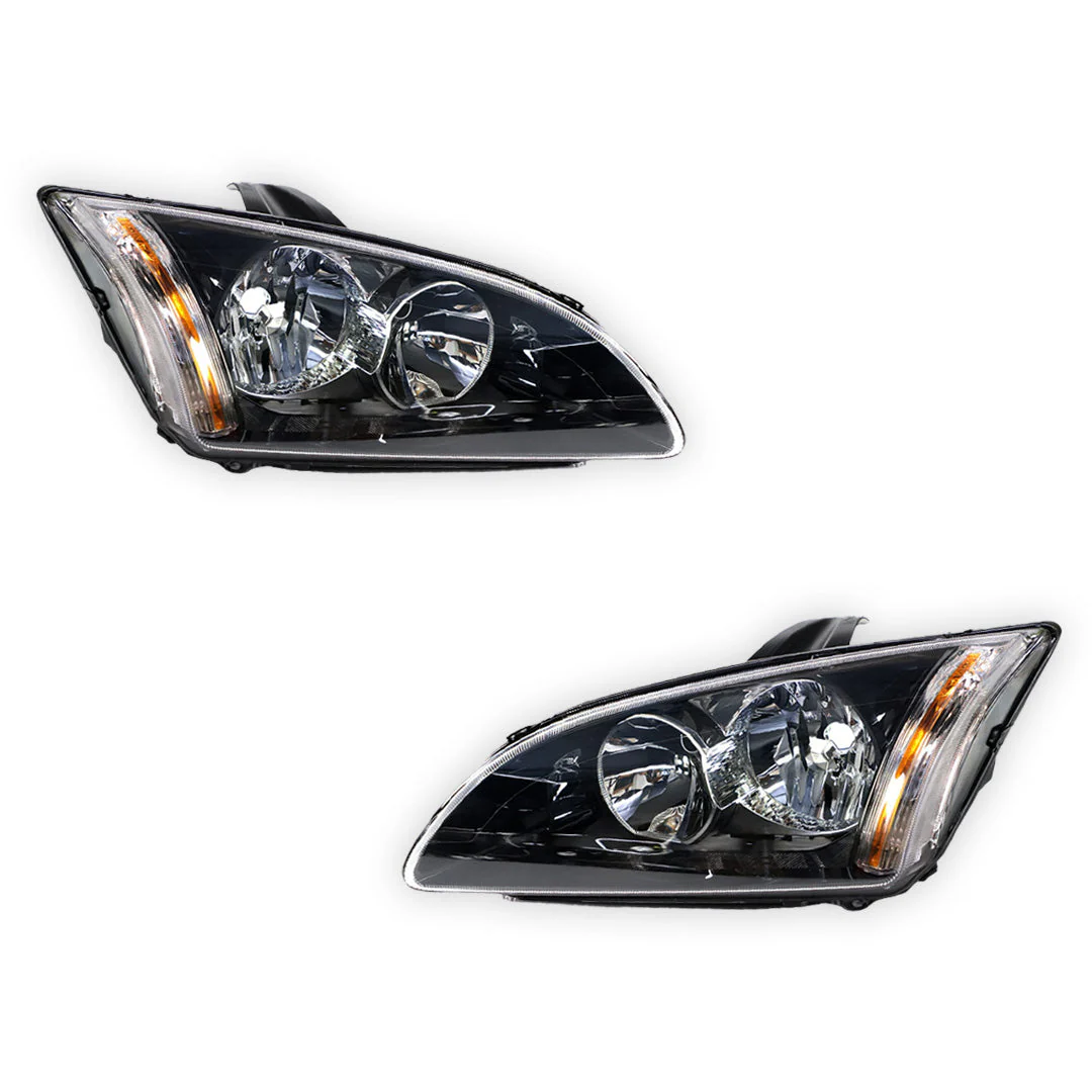 Ford Focus LS / LT (2007 - 2009) Black OEM Style Headlights LH + RH - Image 2