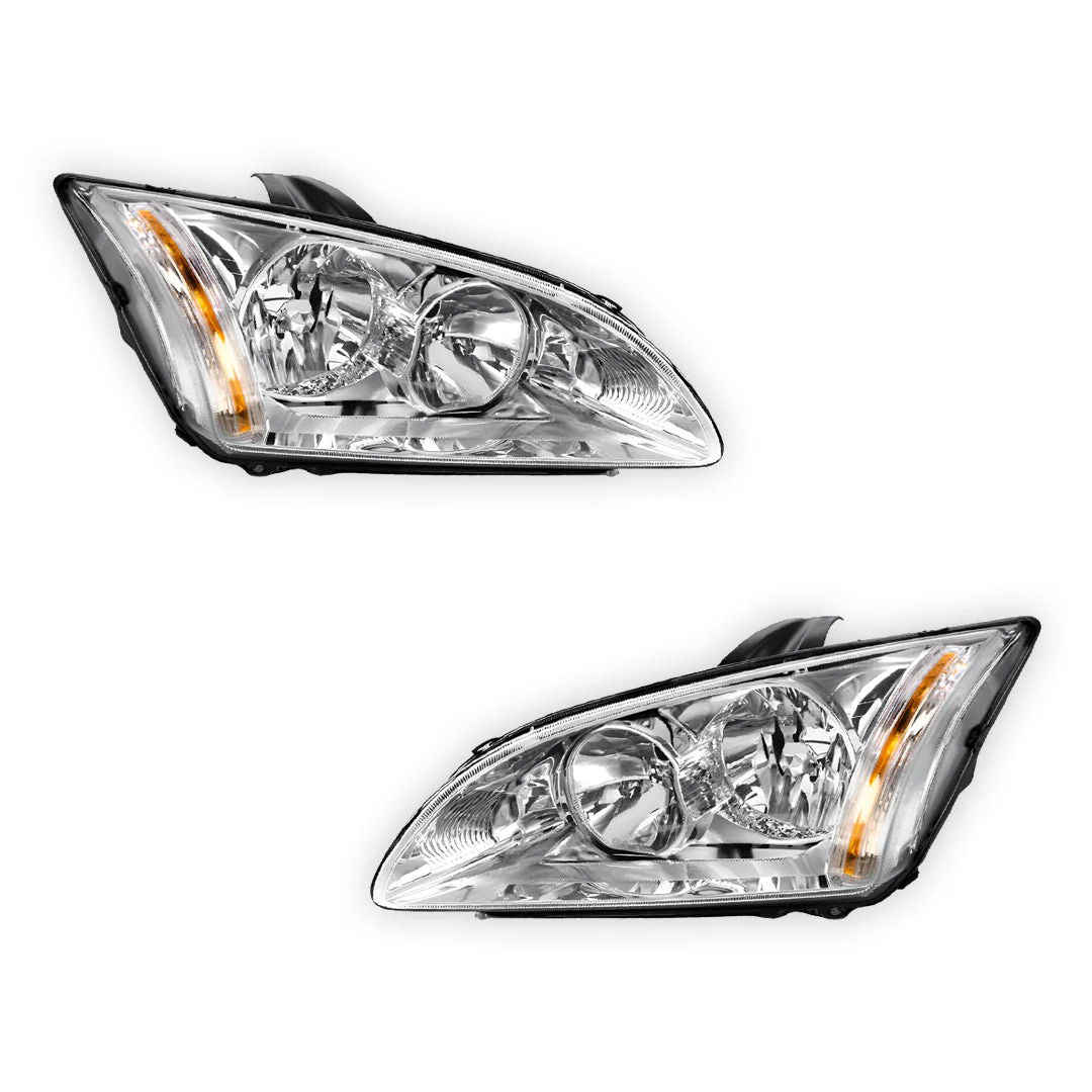 Ford Focus LS / LT (2007 - 2009) Chrome OEM Style Headlights LH + RH - Image 2