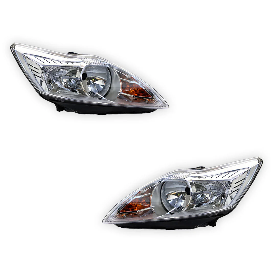 Ford Focus LV (2009 - 2011) Chrome OEM Style Headlights LH + RH - Image 2
