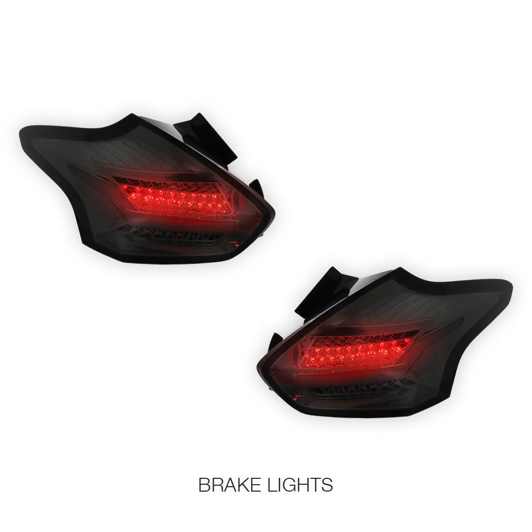 Ford Focus LZ (2015 - 2018) Sequential Smoked Red 3D Full LED Stripe Bar Tail Lights LH + RH - Image 4