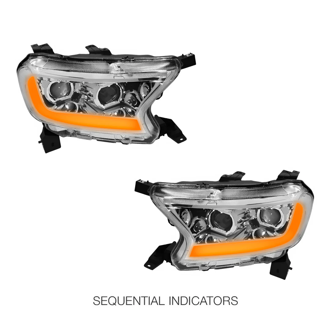 Ford Ranger (2019 - 2022) Sequential Signal Start-Up LED DRL Projector Headlights LH + RH - Image 3