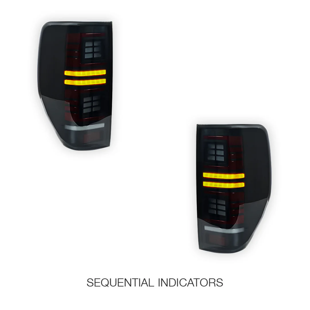 Ford Ranger PX MK1 MK2 MK3 (2011 - 2022) Smoked Block 3D Stripe Bars Sequential Tail Lights LH + RH - Image 4