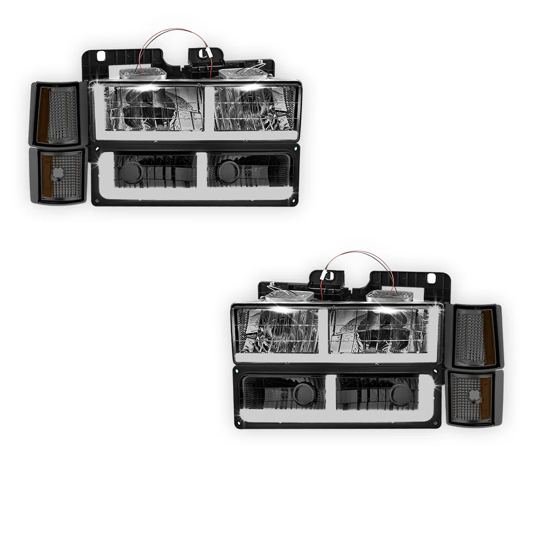 GMC C2500 Silverado / SLT / SLE (1994 - 2000) F - LED Bar DRL Headlights LH + RH - Image 6