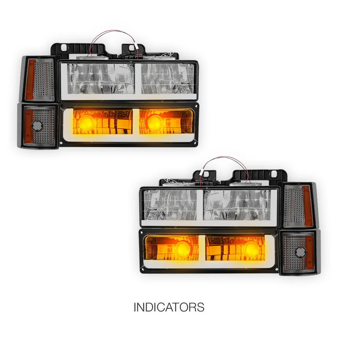 GMC C2500 Suburban Denali / SLE / SLT (1994 - 1999) F - LED Bar DRL Headlights LH + RH - Image 3