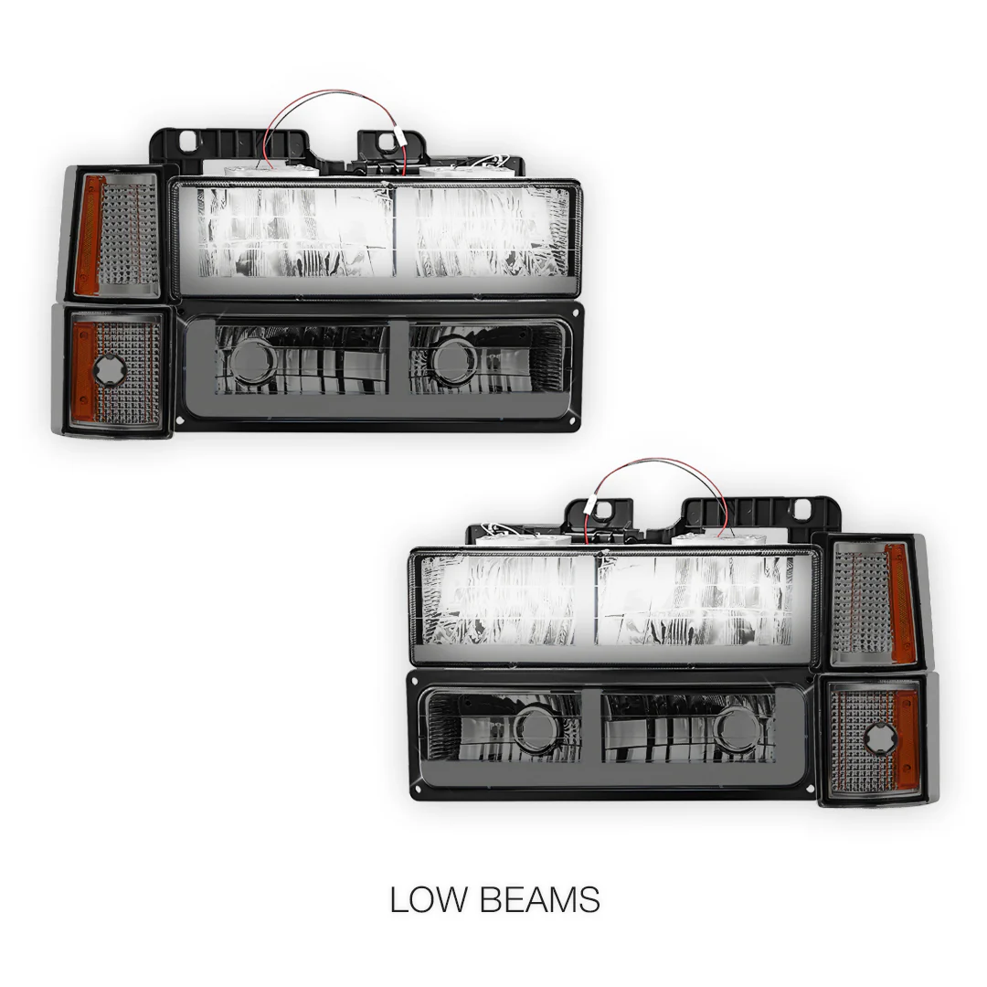 GMC C2500 Suburban Denali / SLE / SLT (1994 - 1999) F - LED Bar DRL Headlights LH + RH - Image 4