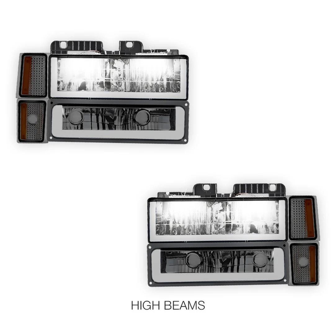 GMC C2500 Suburban Denali / SLE / SLT (1994 - 1999) U - LED Bar DRL Headlights LH + RH - Image 5