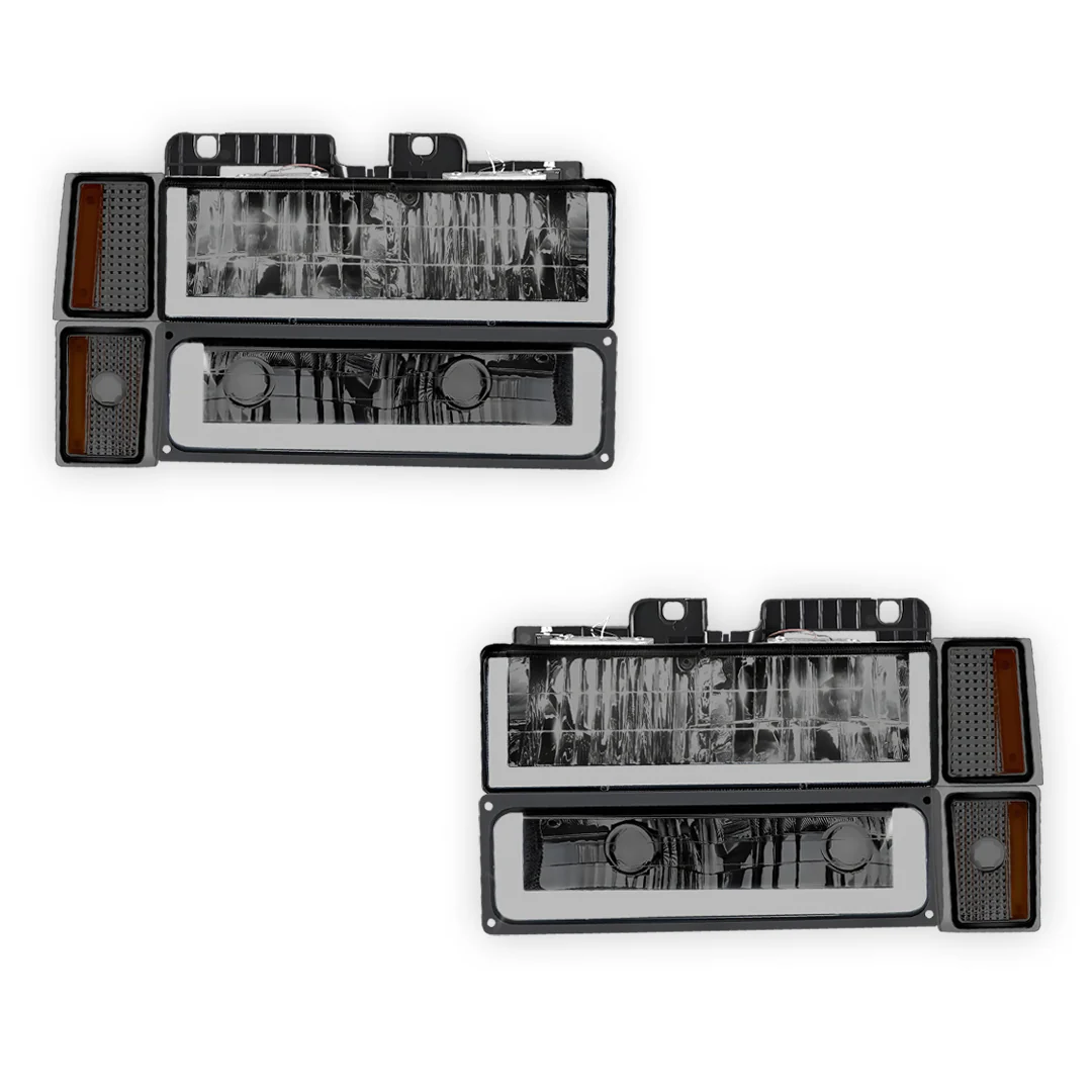 GMC C2500 Suburban Denali / SLE / SLT (1994 - 1999) U - LED Bar DRL Headlights LH + RH - Image 6