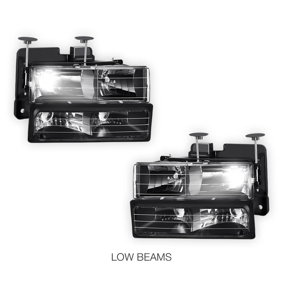 GMC K1500 Suburban SLE / SLT (1992 - 1999) Pick-Up Headlights and Bumper Lamp LH + RH - Image 4