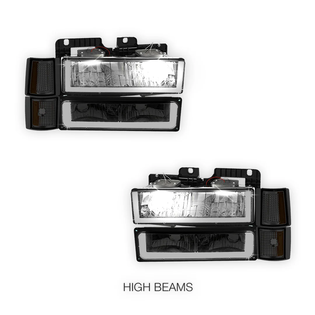 GMC K1500 Suburban SLE / SLT (1994 - 1999) U - LED Bar DRL Headlights LH + RH - Image 5
