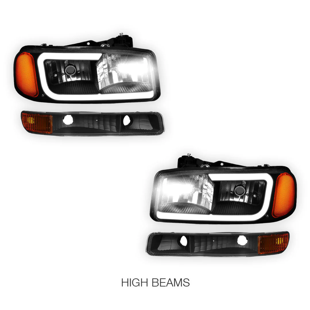 GMC Sierra 2500 HD SL / SLE / SLT (2001 - 2007) Pair LED DRL Headlights LH + RH - Image 11