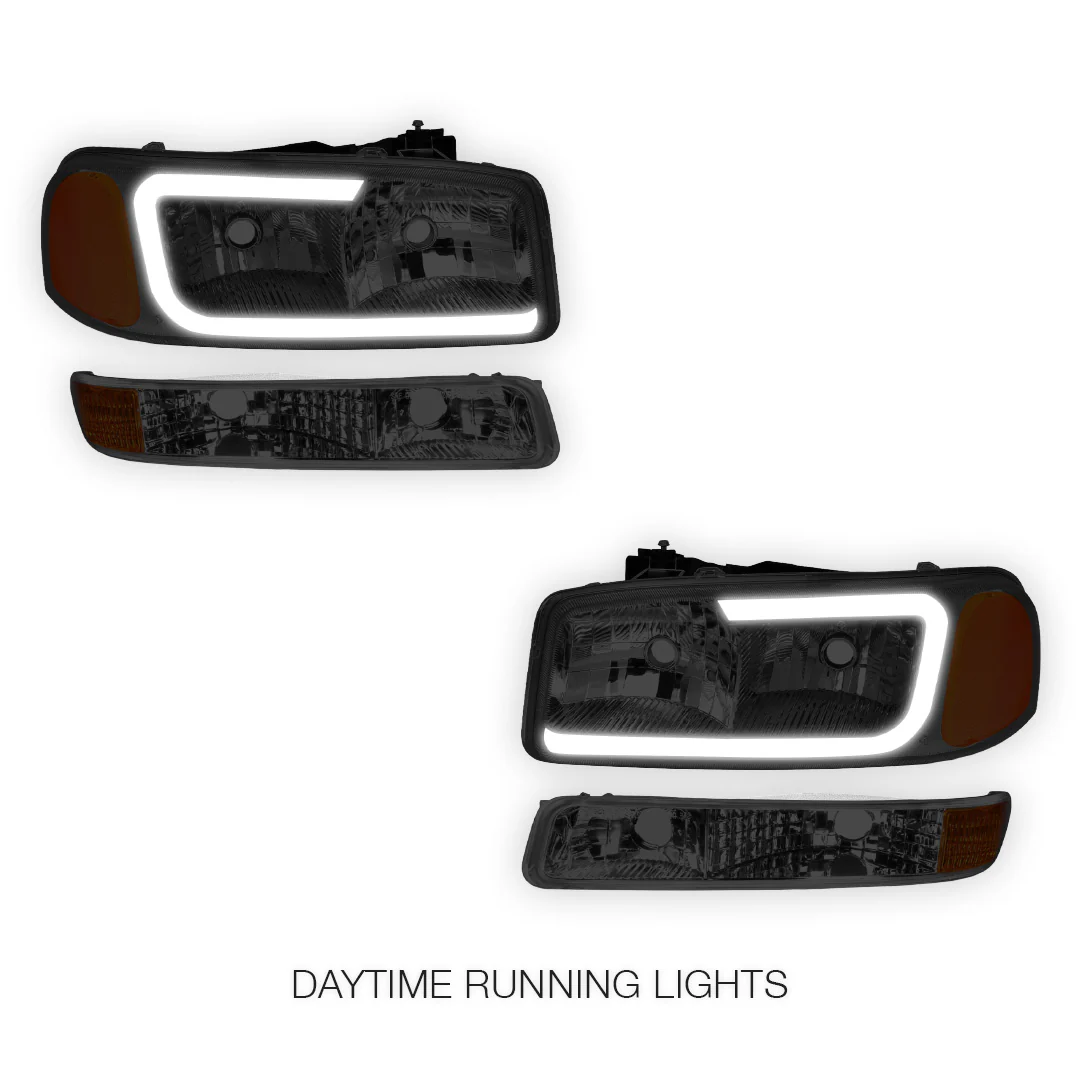 GMC Sierra 2500 HD SL / SLE / SLT (2001 - 2007) Pair LED DRL Headlights LH + RH - Image 2