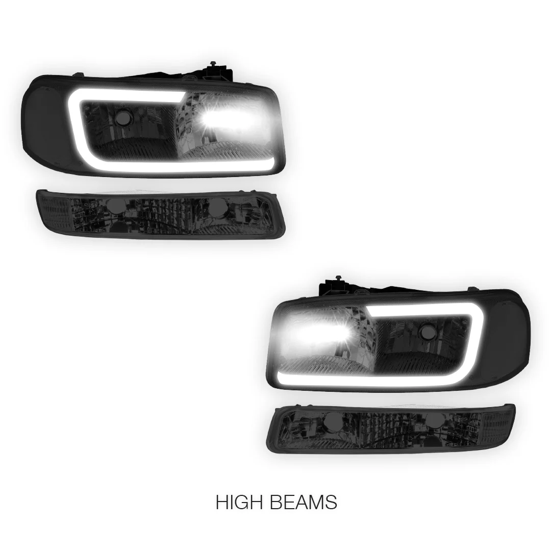 GMC Sierra 2500 HD SL / SLE / SLT (2001 - 2007) Pair LED DRL Headlights LH + RH - Image 35