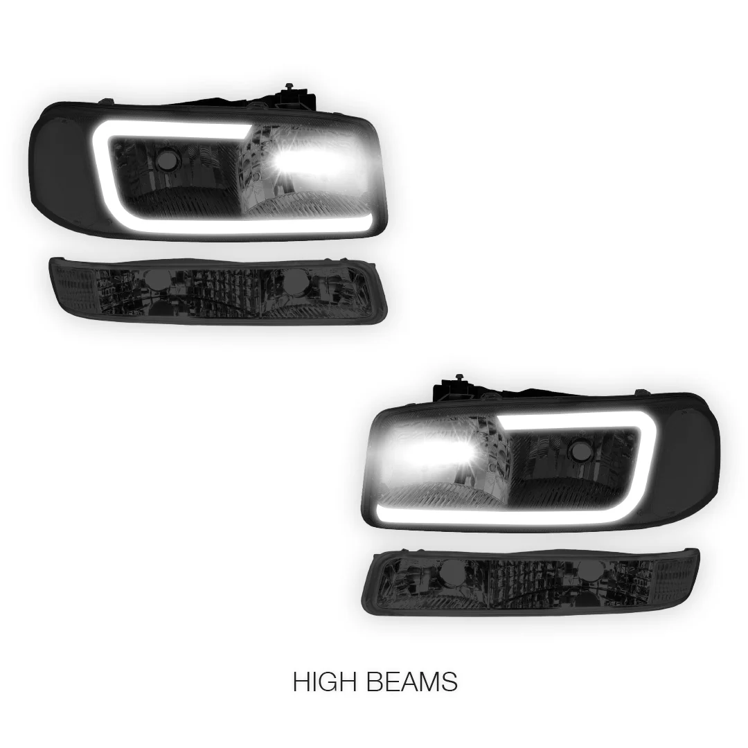 GMC Sierra 2500 SL / SLE / SLT (1999 - 2004) Pair LED DRL Headlights LH + RH - Image 17