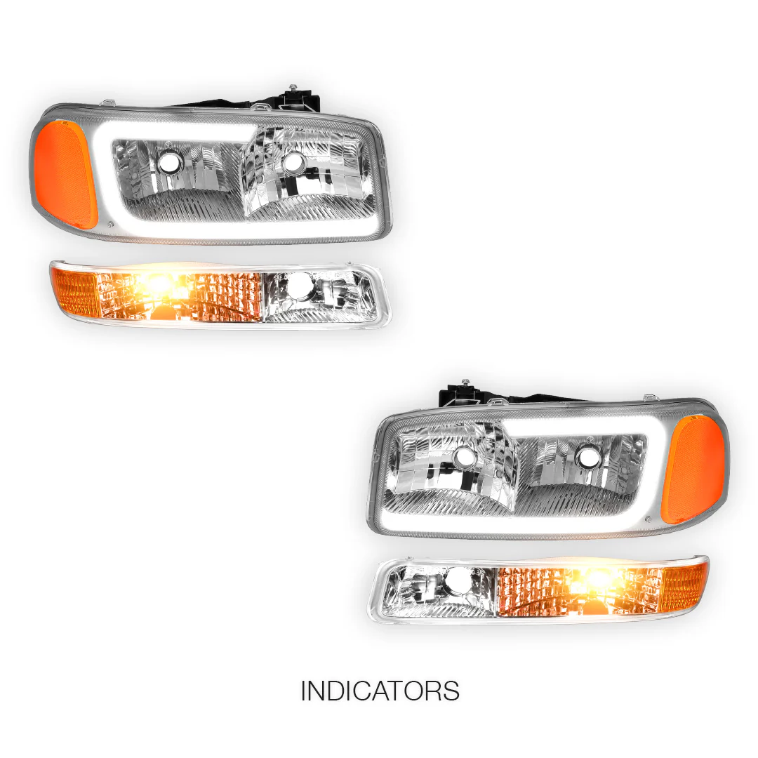 GMC Sierra 2500 SL / SLE / SLT (1999 - 2004) Pair LED DRL Headlights LH + RH - Image 3